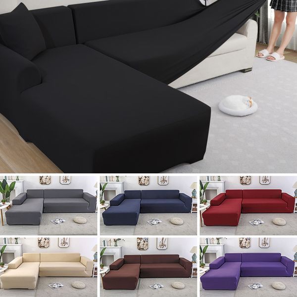 Elastic Corner Sofa Cover Living Room Furniture Cover Couch Slipcover Chaise Longue L Shaped Sofa Cover Stretch 201119