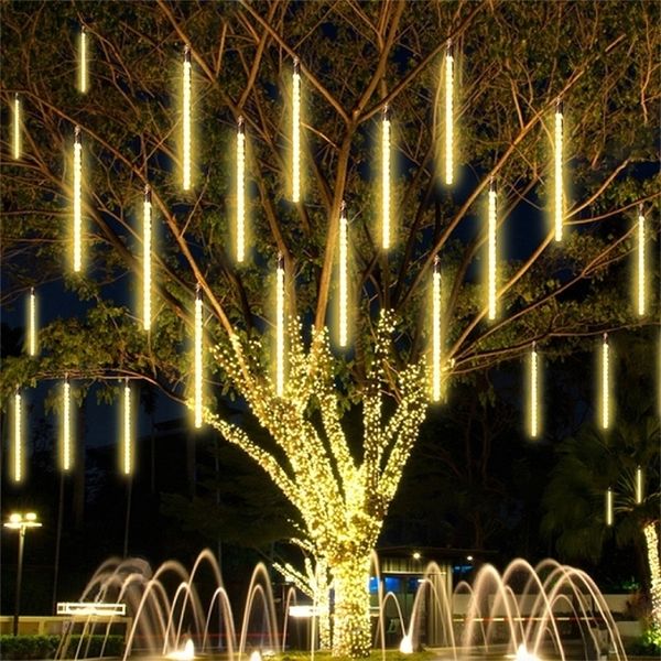 Led Tube String Light Meteor Shower Rain Tube Lamp Outdoor Decoration Christmas Light for Tree Party Home Garden 50 cm 8 Tubes 201201