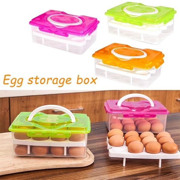 24 Grids Convenient Egg Food Storage Box Kitchen Refrigerator Anti-Collision Tray Container Accessories Supplies Cases 201030