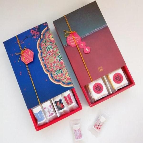 2021 100pcs Traditional Chinese Style Paper Gift Mooncakes Boxes Wedding Party Paper Cake Packing Box