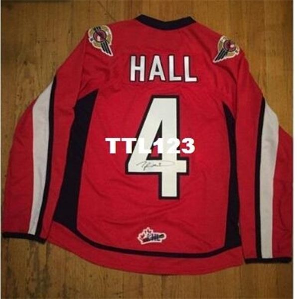 Real Men real Full embroidery Customize OHL Windsor Spitfires Jersey 4 Taylor Hall Hockey Jersey or custom any name or number Jersey