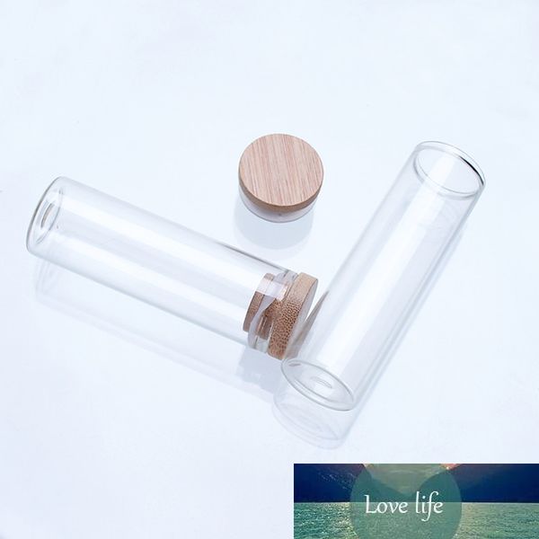 40ml 30x80mm Glass Bottle With Bamboo Cover Empty Airtight Bottles Tea Liquorice Candy Saffron Jars Leak Proof 50pcs