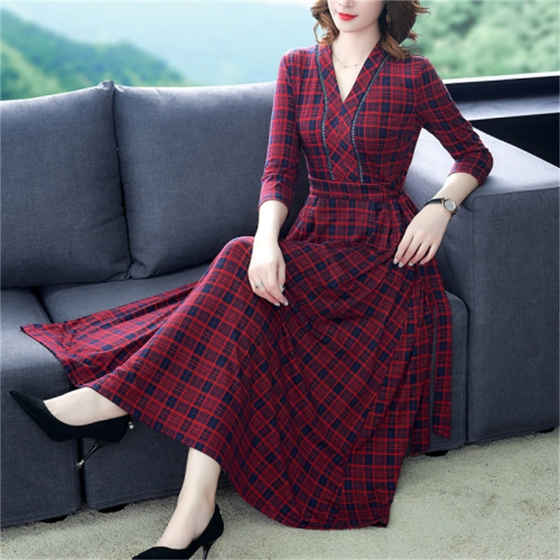 Big-size Dress for Checkered Ladies Lady From the Luxury Office Dresses Korean Dressed As a Noche Party L24k