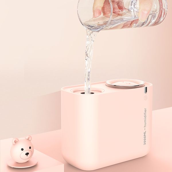 Humidifiers Large Capacity Air Humidifier Ultrasonic Electric Air Humidifier Purifying Aroma Air Diffuser LED Light 3000ml S2411307