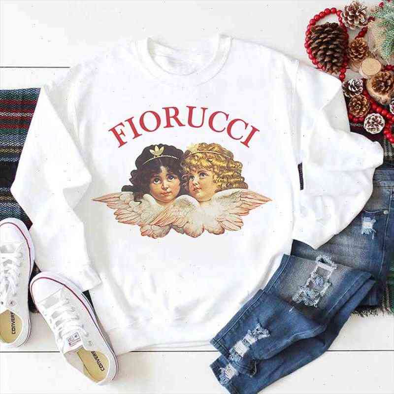Baby Angel Print Winter Sweatshirt Harajuku Streetwear Long Sleeve Pullovers Fiorucci Oversized Aesthetic Womens Hoodie Good quality
