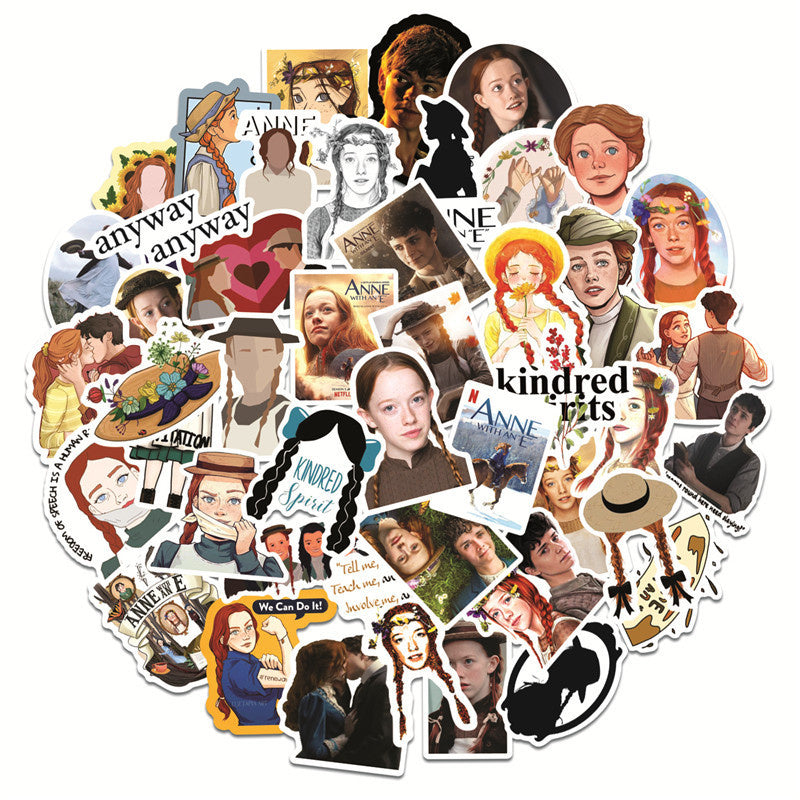 American Drama Notebook Stickers 50pcs Anna Girls Star Waterproof DIY Decals For Racing Skateboard Games Luggage Helmet Car Guitar Motorcycle Decora