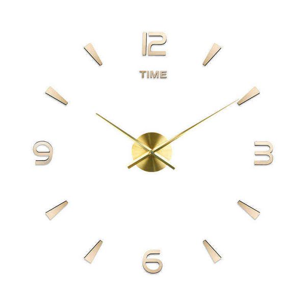 3d Big Size Quartz Diy Wall Clock Home Decor Living Room Metal Acrylic Mirror Oversize Digital Clocks Modern Design H1230