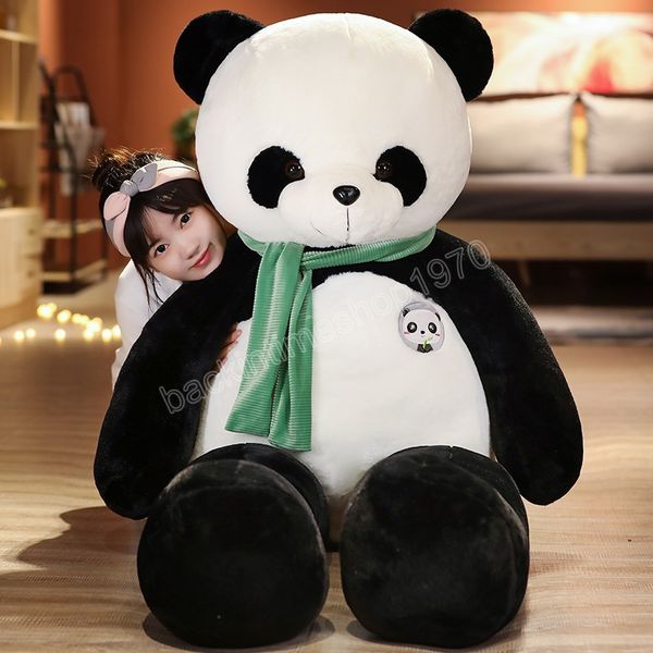 Lovely 80-100cm Panda with Scarf Plush Toy Giant Animal Treasure Panda Stuffed Dolls Soft Sleep Pillow For Children Present