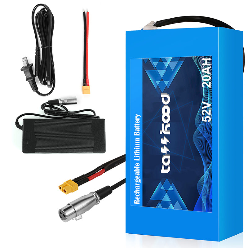 48 Volt E-Bike Battery 52V 20AH Electric Bike Lithium ion Battery with Charger 30A BMS for 48V 1500W 1000W 750W 500W E-Bike Motor