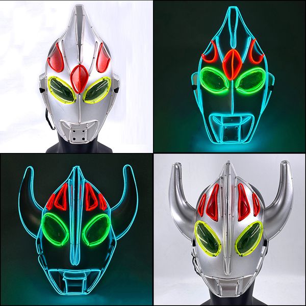 Costume Accessories Halloween LED Mask Luminous Neon Light Mask Glow In The Dark Mascaras Festival Party Costume Cosplay Masques Props For