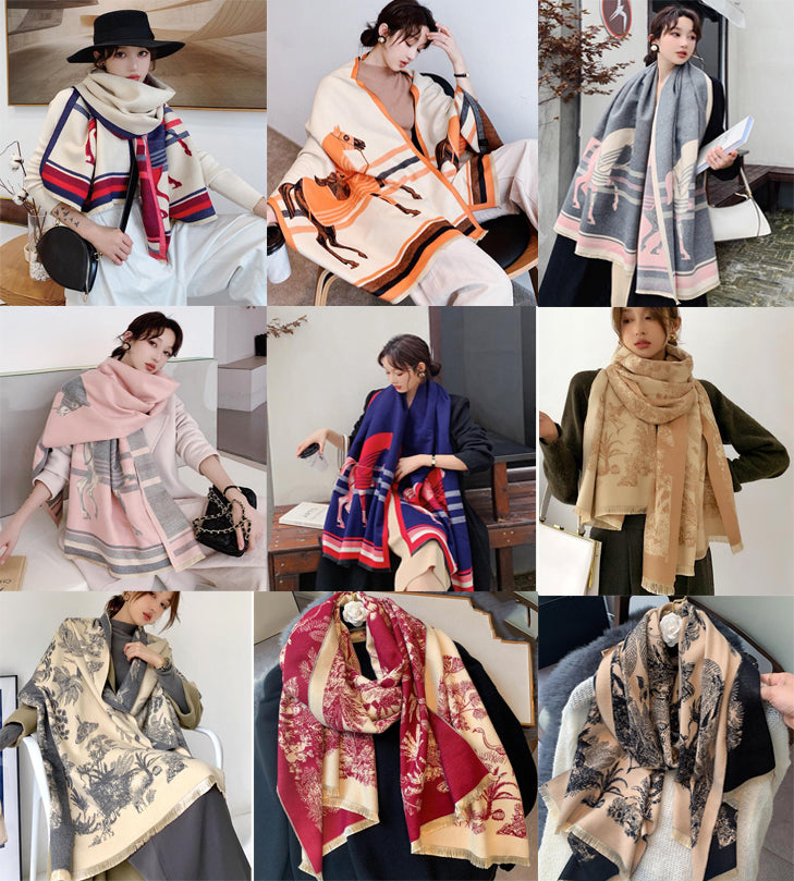 Luxury Winter Cashmere Scarf Women Design Warm Pashmina Blanket Scarves Female Shawl Wraps Thick Foulard high quality