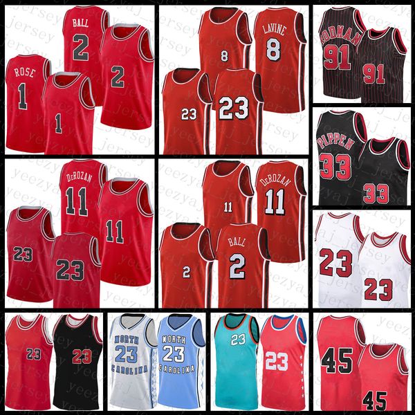 Basketball Jersey 23 45 9 MJ Mens Lonzo 2 Ball Youth Kids Zach 8 LaVine Demar 11 DeRozan Derrick 1 Rose 2021 New Scottie 33 Pippen Dennis 91