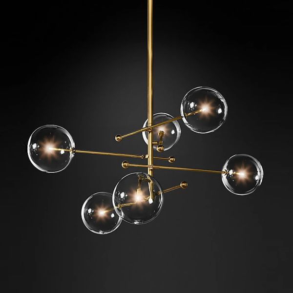 Glass bubble chandelier Lamp Kitchen Dining room Shopping mall Bar RH Italian Designer Black Gold