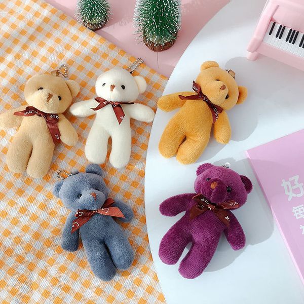 color 4 12cm Kids Plush Pendant Diy Bow Tie Bear Pendants Lovers Stuffed Animals Figure Birthday Present Plush Dolls Gift Toys s
