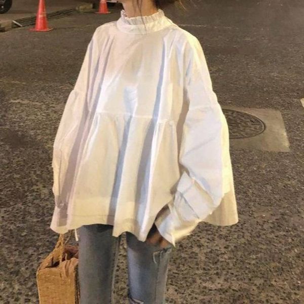 Spring New Ladies Tops Puff Sleeve Loose Cute Vintage Bow Women&#039;s Blouses Shirts Japanese-style Women Tops