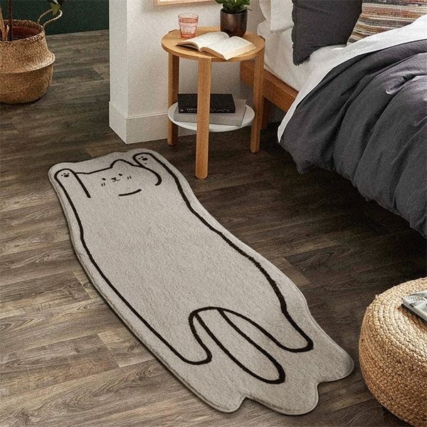 Ins Funny Rug Nordic Bedroom Carpet Furry mat Cartoon Soft Floor Mat Living Room Sofa Side Carpets Non-slip Bathroom Doormat Flu 220301