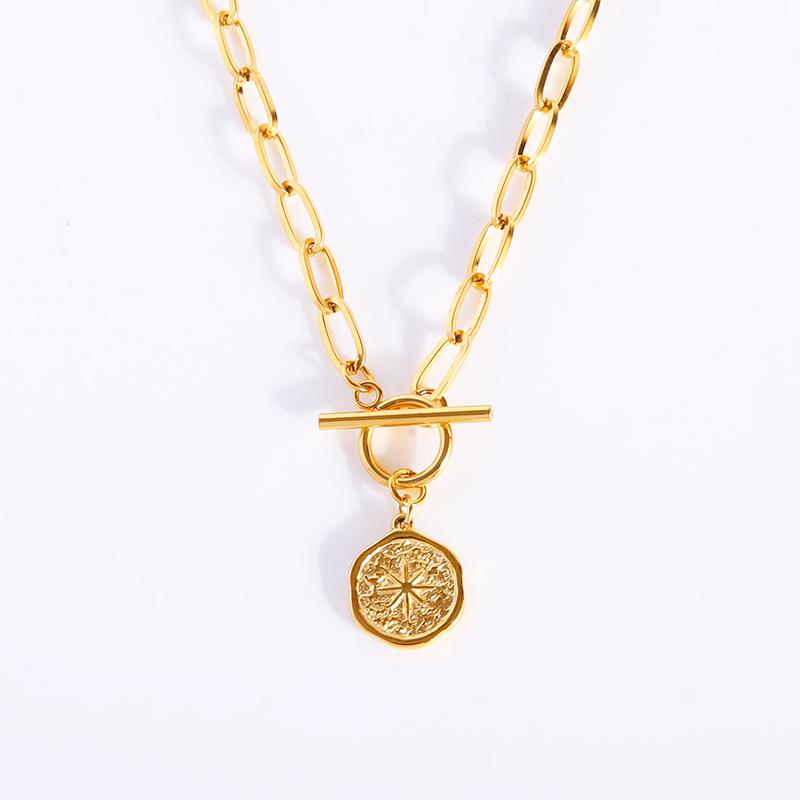 Pendant Necklaces Sun Bee Star Coin Necklace Stainless Steel For Women Choker Gold-Silver Color Metal Medallion