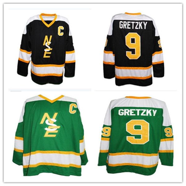Custom Rare Wayne Gretzky #9 Brantford Nadrofsky Retro Hockey Jersey C Patch Green Black Or any name number S-5XL