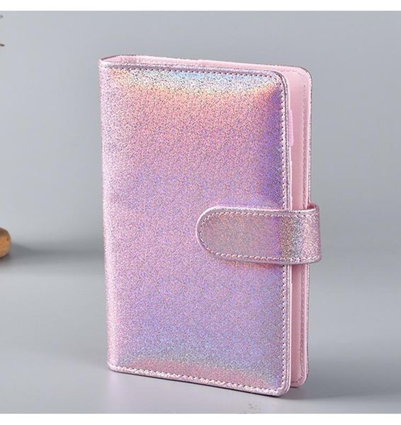 A6 Notebook Binder glitter notepads 19*13cm Loose Leaf Notebooks 9 Colors without Paper PU Faux Leather Cover File Folder Spiral
