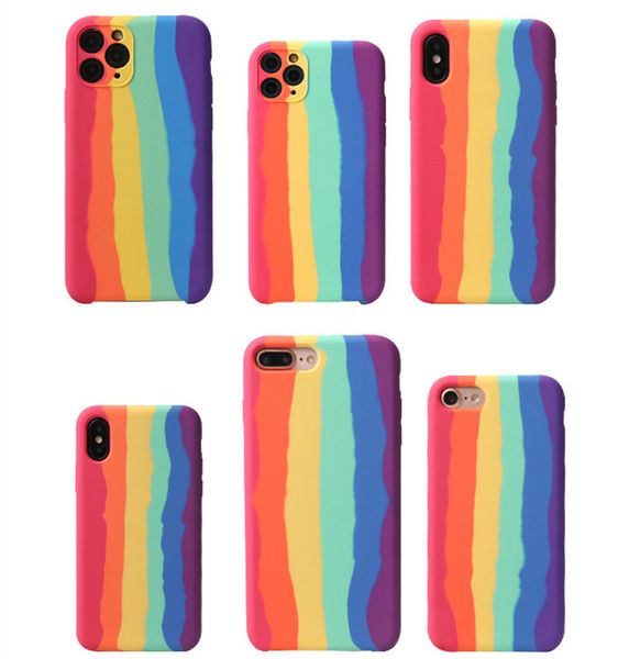 New Products Rainbow Liquid Silicone Phone Case For iPhone 11 Silicon Case phones accessories for iphone 12 xr xscase
