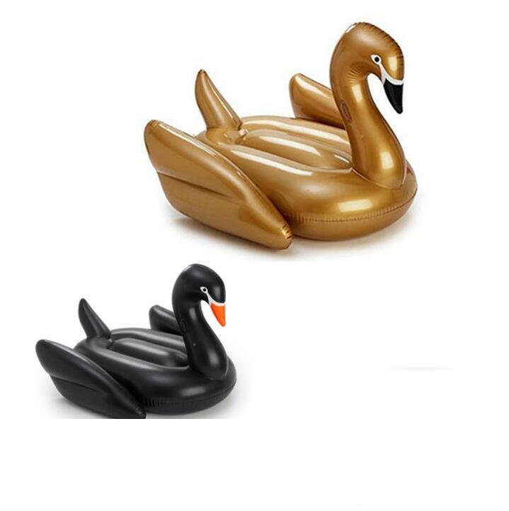Hot golden black swan floats inflatable swim pool mattress toy adult duck tubes giant Flamingo raft lounge air swimming ring beach toys
