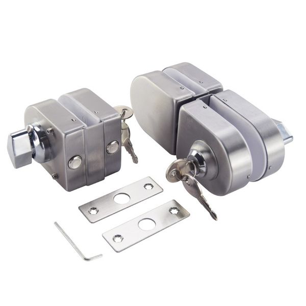 Stainless Steel 10-12 mm Thickness Glass Door Lock NO Drill Anti-Theft Security Lock with Frameless Push Sliding Gate Lock 201013