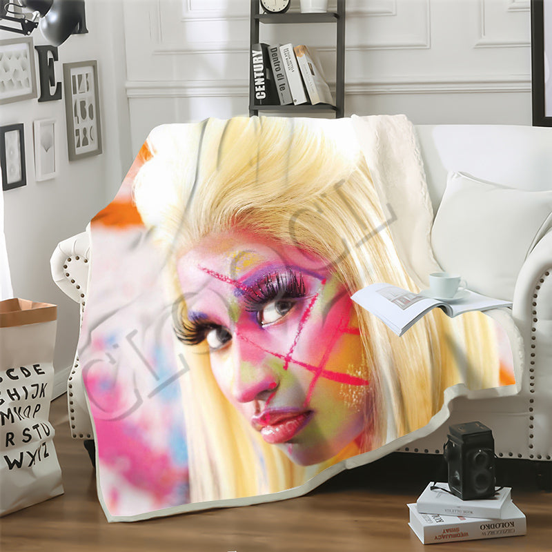 CLOOCL Factory Wholesale Hip Hop Rapper Nicki Minaj Blanket 3D Print Double Layer Casual Sofa Youth Bedding Throw Fashion Blankets