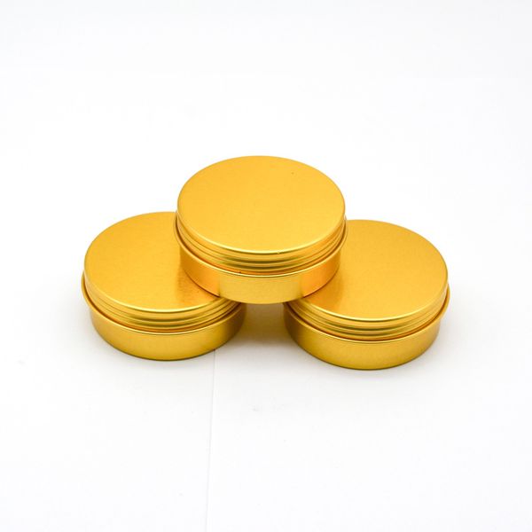 25g 30g Metal Storage Aluminium Tins Jars Lip Balm Containers Empty Jars Screw Top Tin Candy Cans gold Customizable LOGO