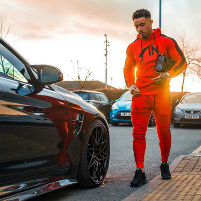 Mens Tracksuits Mens 2020 New Fitness Suits Men&#039;s Outdoor Hooded Sports Sweatshirts + Pants Youth Street Style AutumnTwo-piece Suits