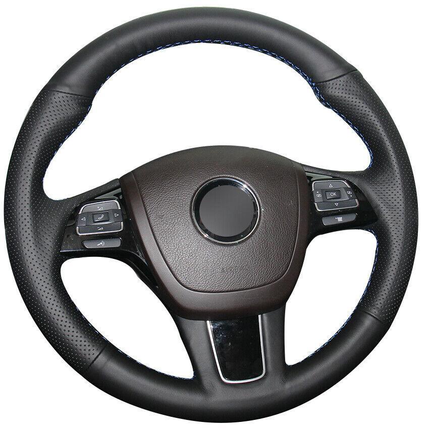 For Volkswagen Touareg 2017 steering wheel cover black artificial leather customize Anti-slip design fit all season comfort car accessories