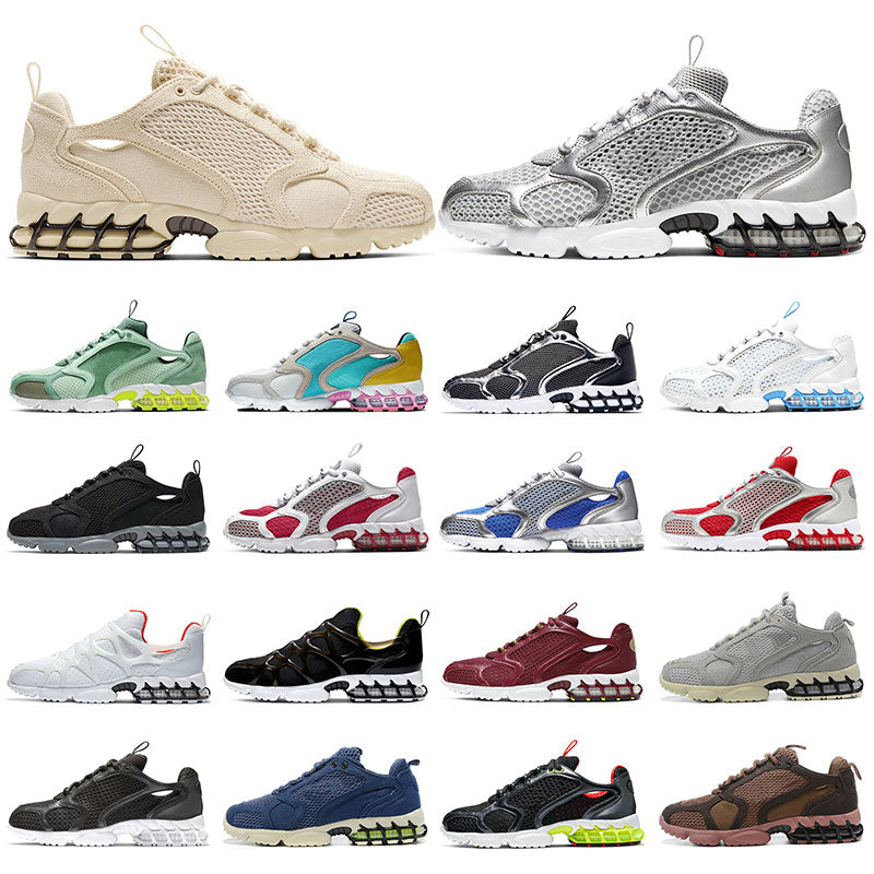 Fashion Mens Sneakers Zoom Spiridon Caged 2 Running Shoes FOSSIL Pistachio Grey Lemon Venom Metallic Silver Pure Platinum Womens Sports