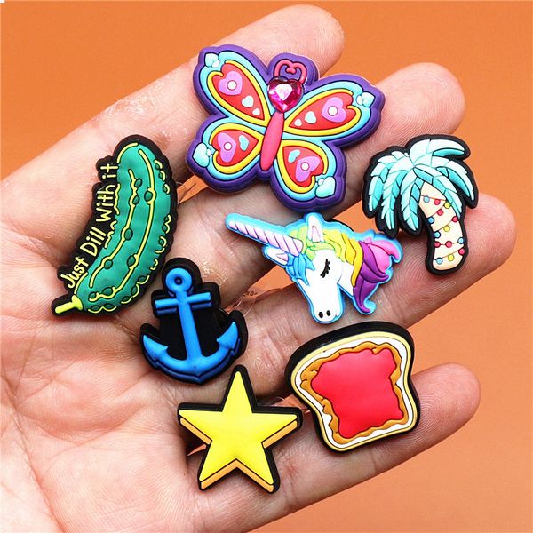 1pcs Cute Cucumber Butterfly Pentagram Unicorn Shoe Accessories Decorations Charms Shoes Fit Bracelet Kids Gifts