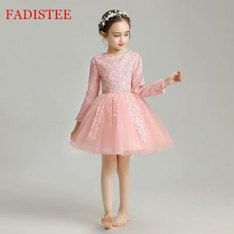 FADISTEE Lace short Girl dress Flower Girl Dresses vestidos lace Baby Girl Infant Dress Kids Formal Wear girls dress Pink