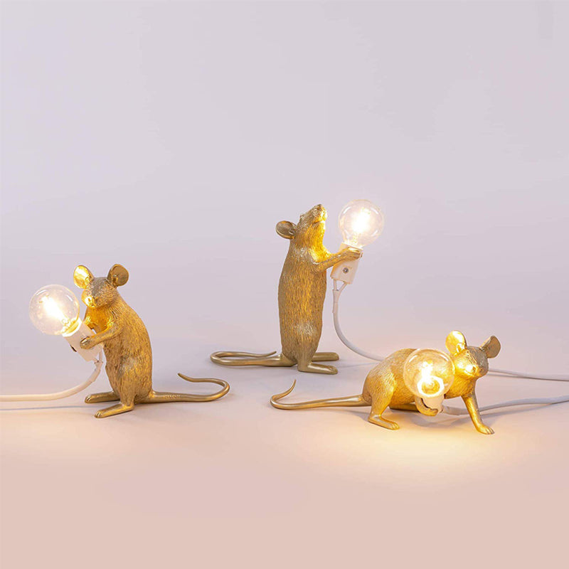 Golden Mouse led Table Lamp Creative Animal Table Light Nordic Living Room Study Desk Lamps Bedroom Clothing Store Decoration