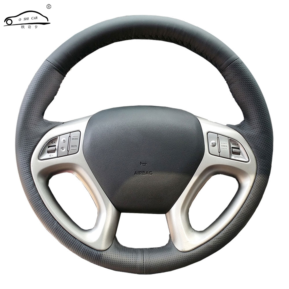 DIY Genuine Leather car steering wheel Cover For Hyundai ix35 Tucson 2 2011-2015-dedicated Steering-Wheel Handlebar