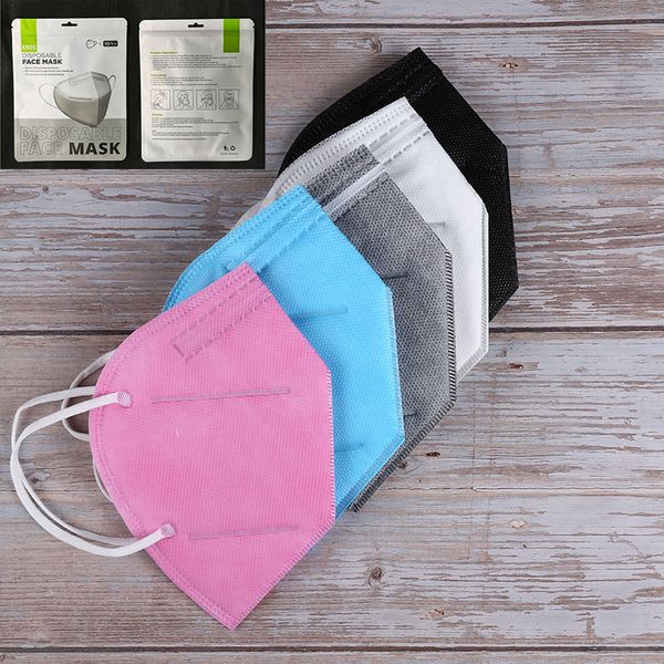 KN95 Mask Factory 95% Filter colorful Activated Carbon Breathing Respirator Valve 6 layer face maskd with english individual packages
