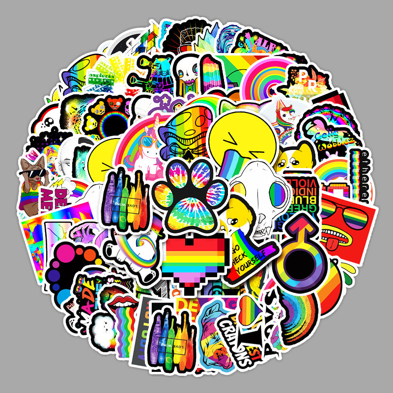 3 Sets = 303PCS Color Ins Graffiti Stickers Stationery Computer Mobile Phone Car Scooter Waterproof Stickers