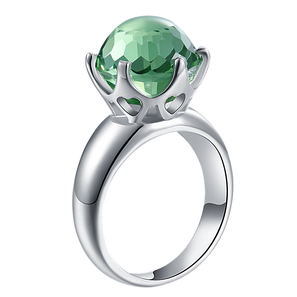 Dropshipping Queen Ball Green Crystal Rings Fresh Color Jewelry Profersional Jewellery Supplier Women&#039;s Ring