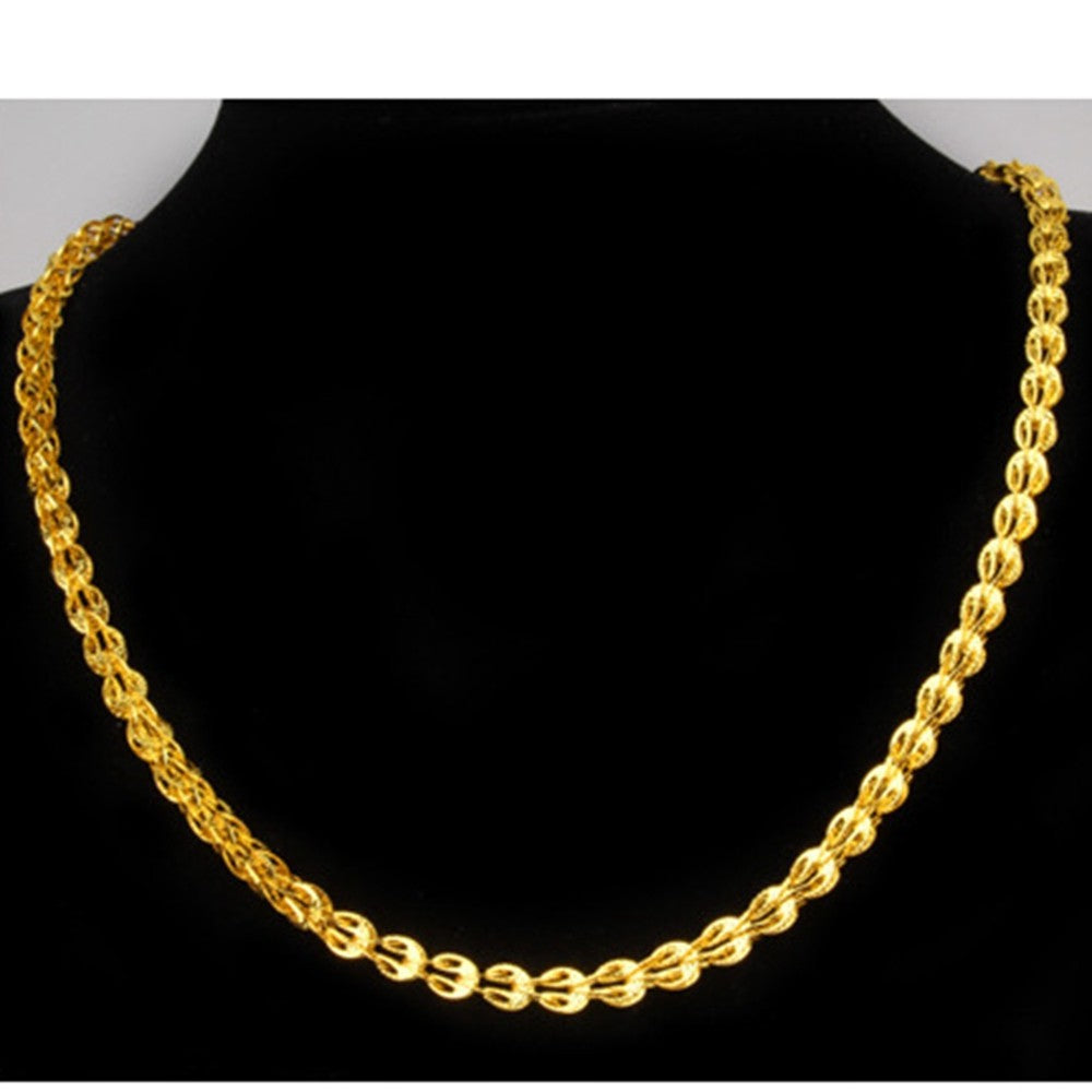 Pteris Chain Choker Jewelry 18k Yellow Gold Filled Mens Collar Chain Necklace 46cm Long