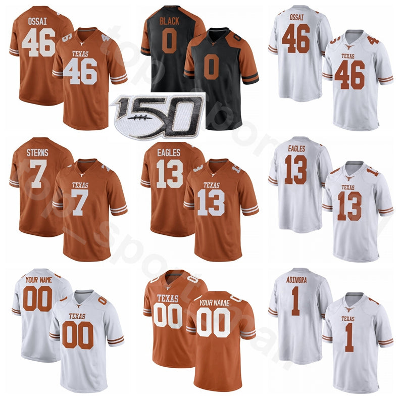 Texas Longhorns NCAA Football College 46 Joseph Ossai Jersey 13 Brennan Eagles 7 Caden Sterns 1 Chris Adimora Tarik Black Men Woman Youth