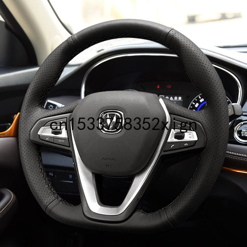 DIY Custom hand-stitched leather car steering wheel cover For Changan CS85 EADO DT cs75 Car interior modification accessories