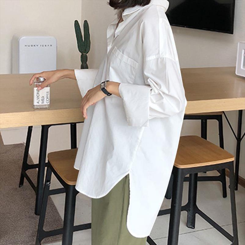 Fashion Women Long Sleeve Blouses Shirts Buttons Split Loose Irregular Tops Blusas Femininas Plus Size Camisa