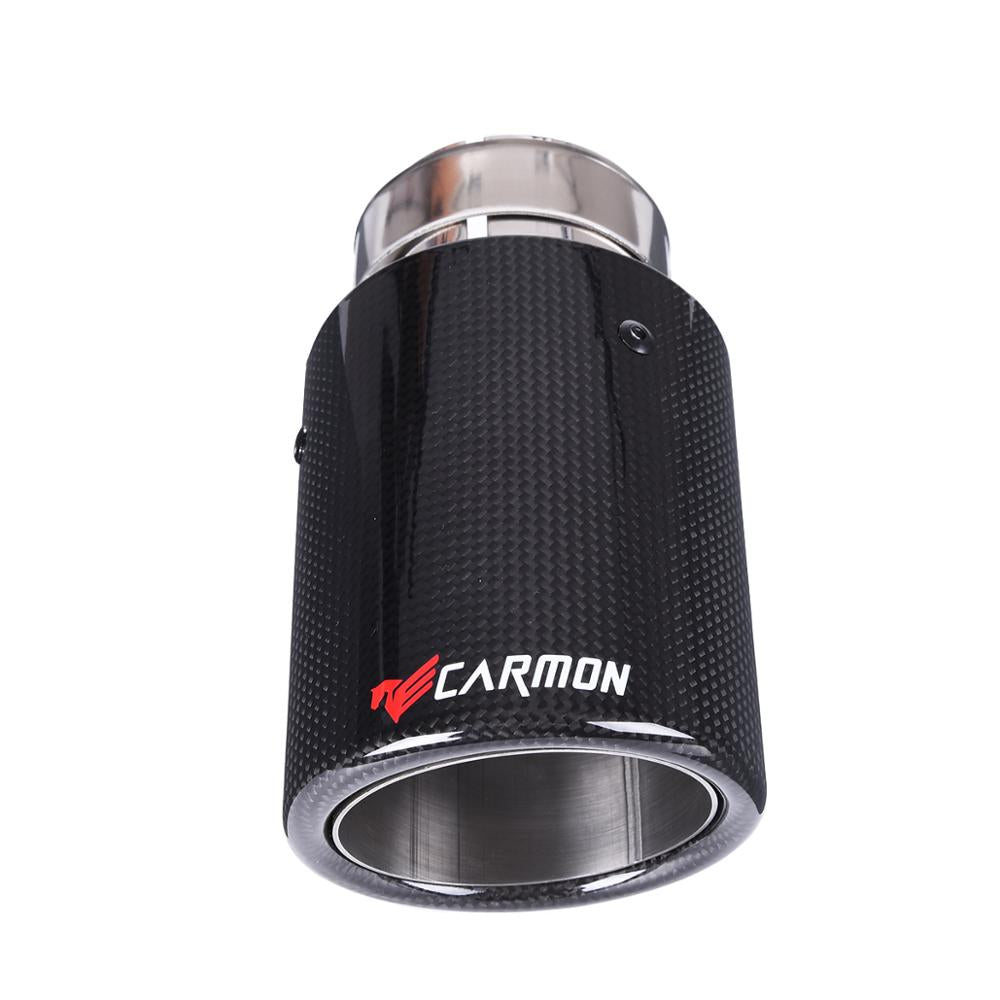 Carmon Car Universal exhaust muffler stainless steel Glossy curly Carbon Fiber Exhaust system for BMW BENZ AUDI