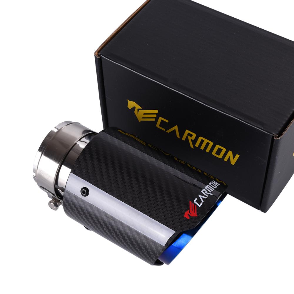 Carmon Car Universal exhaust muffler burnt blue stainless steel Carbon Fiber Tip End Pipe Tail customized logo