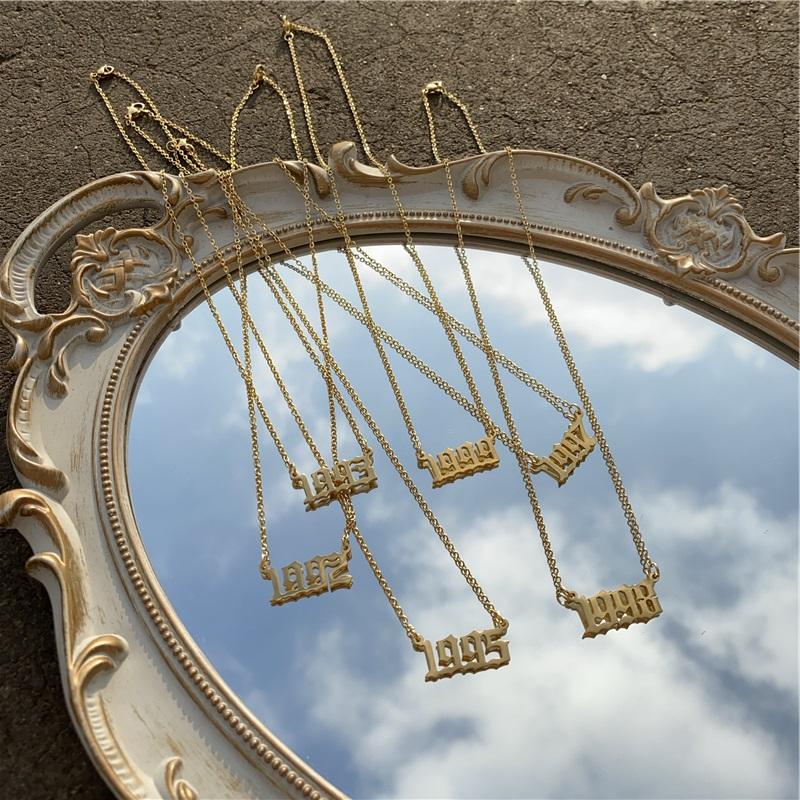 Pendant Necklaces Year Number Birth Date Necklace For Women Gold Color Chain Stainless Steel Choker 1993 1996 2000 2021 Collier Jewelry