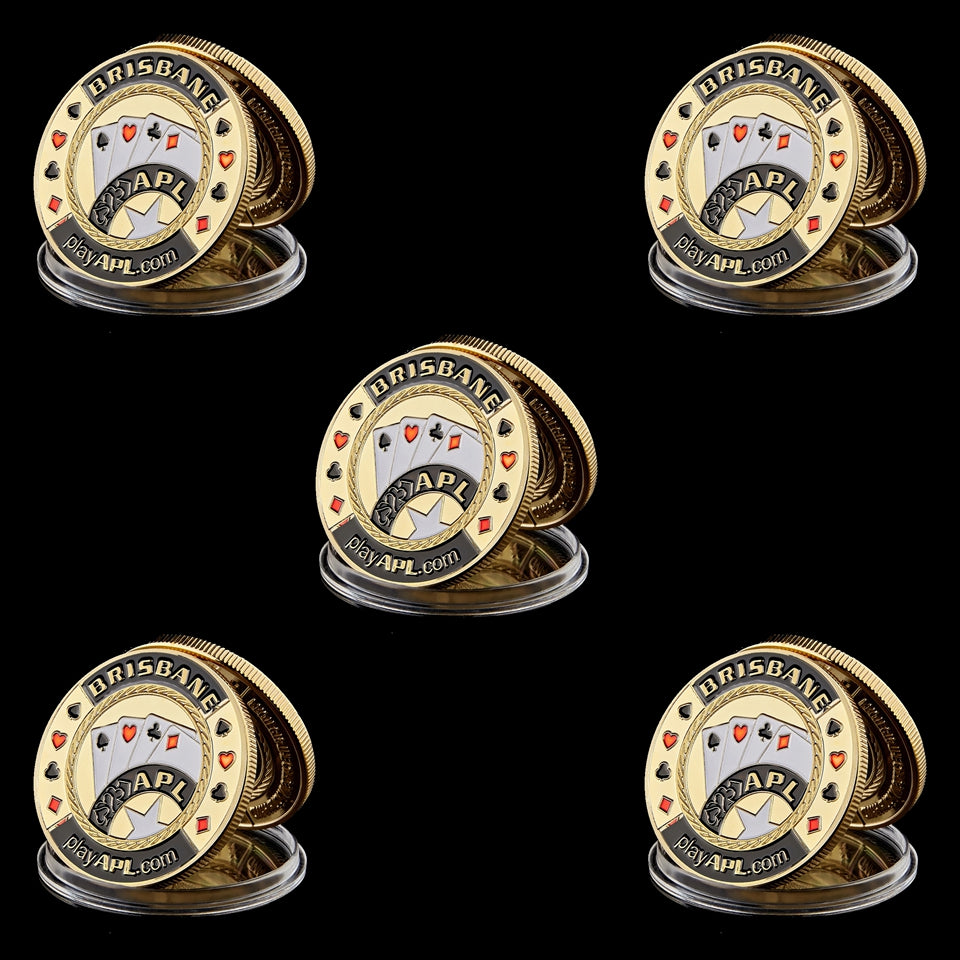 5PCS US Texas Craft Hold&#039;em Flop Turn River Big Small Blind Poker Chip Guard Card Goin Game Medal