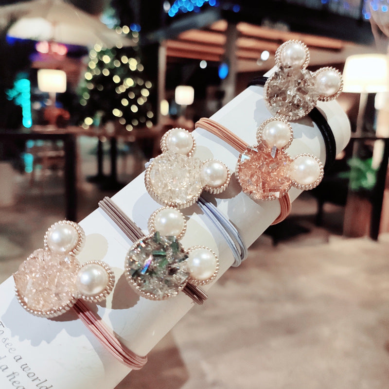 Tie hair rope point drill tie hair band headgear women&#039;s high elastic hair binding leather band headdress F0006