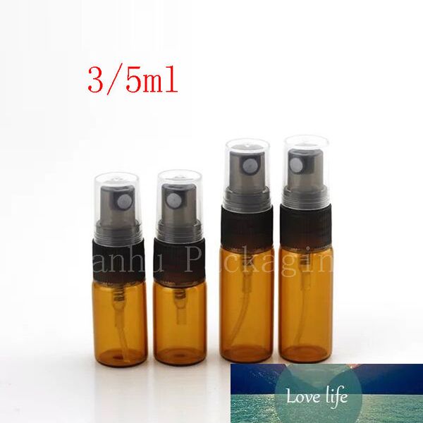 3ml 5ml Brown Mini Glass Spray Bottle Sample Mist Sprayer Perfume Display Glass Container Refillable Atomizer Vial 100pc-lot