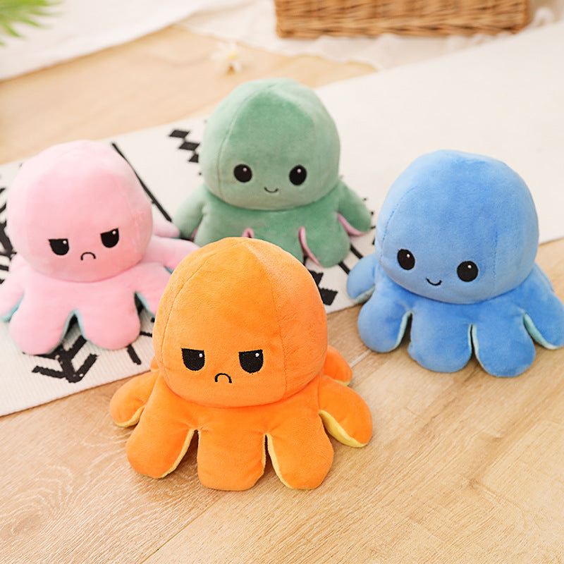 20cm TikTok Cute flipped Novelty Games double-sided flip little octopus doll Plush toys pulpo reversible for kids