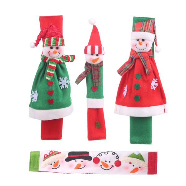 Christmas Decorations Refrigerator Microwave Oven Dishwasher Handle Covers Protector Snowman Pattern for Home Kitchen Appliance JK2011XB